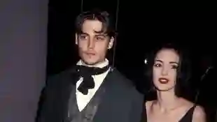 Johnny Depp and Winona Ryder attend the 48th Annual Golden Globe Awards 1991