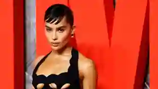 Zoe Kravitz poses on the red carpet upon arrival for a special screening for the movie "The Batman".