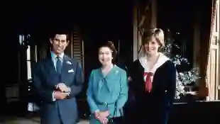 El príncipe Carlos, reina Isabel y la princesa Diana