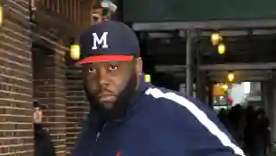 Rapper Killer Mike flashes the peace sign as he arrives for an appearance on the Late Show with David Letterman 92715, N