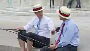 Stephen Colbert, host of the Comedy Central show The Colbert Report works on a bit with United States Representative Jac