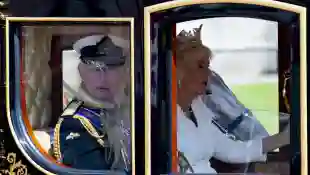 State Opening of Parliament King Charles III and Queen Camilla depart Buckingham Palace in the Diamond Jubilee State Coa