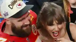 Kansas City Chiefs tight end Travis Kelce hugs his girlfriend Taylor Swift after the Chiefs defeated the San Francisco 4