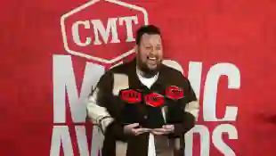 Syndication: The Tennessean Jelly Roll celebrates on the red carpet after winning three awards at the 2024 CMT Music Awa