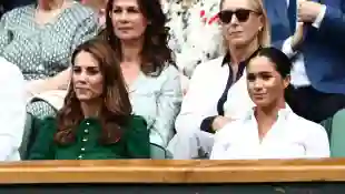 Kate Middleton and Meghan Markle at Wimbledon in 2018.