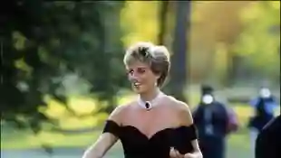 Princess Diana in 1994, wearing what today is called "Revenge Dress", at the Serpentine Gallery in London.