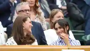 Kate Middleton and Meghan Markle at Wimbledon in 2018.