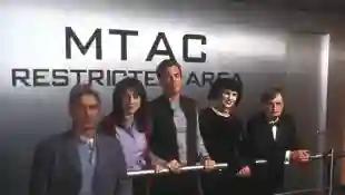 NCIS cast (left to right) Mark Harmon, Sasha Alexander, Michael Weatherly, Pauley Perrette, David McCallum.