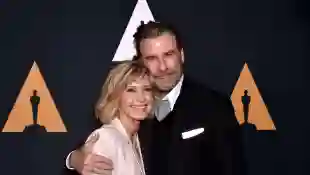 Olivia Newton-John y John Travolta en la celebración del 40 cumpleaños de 'Grease'