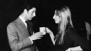 Prince Charles and Barbra Streisand on a movie set in Hollywood in 1974