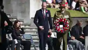 The Duke of Cambridge lays a wreath as he attends the ANZAC Day Civic Service at the Auckland War Memorial Museum