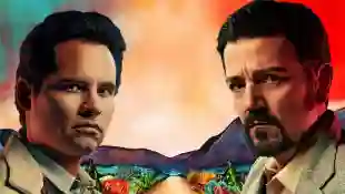 Michael Pena y Diego Luna en una imagen promocional de la serie 'Narcos: México'