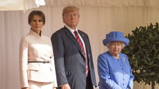 Melania Trump, President Donald Trump and Queen Elizabeth II