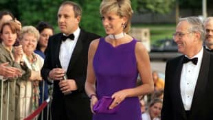 Princess Diana arriving for a gala dinner at Northwestern University in 1996