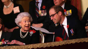 Queen Elizabeth and Prince William  in the Royal Box at the Royal Albert Hall