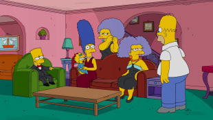 Bart Simpson, Maggie Simpson, Marge Simpson, Patty, Selma, Homer Simpson