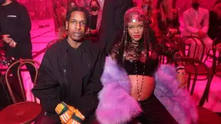 ASAP Rocky and Rihanna during Milan Fashion Week