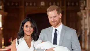 The Duke & Duchess Of Sussex Pose With Their Newborn Son