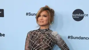 Jennifer Lopez in an extravagant spider web dress