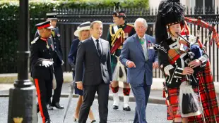 Prince Charles, Duchess Camilla and Emmanuel Macron