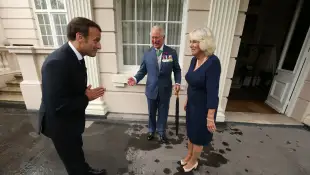 Prince Charles, Duchess Camilla and Emmanuel Macron