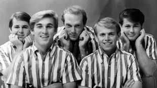 Studio Publicity Still: The Beach Boys: Carl Wilson, Dennis Wilson, Mike Love, Al Jardine, Brian Wilson circa 1961 Hollywood CA USA