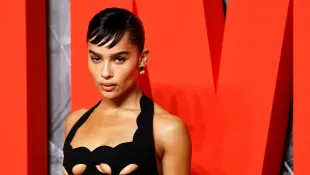 Zoe Kravitz poses on the red carpet upon arrival for a special screening for the movie "The Batman".