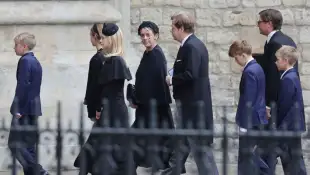 Laura Lopes, Tom Parker Bowles and family arrive for the Queen's funeral