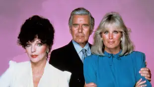 Joan Collins, John Forsythe y Linda Evans.