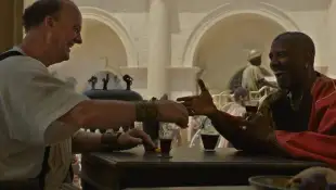 Tim McInnerny and Denzel Washington in 'Gladiator II'