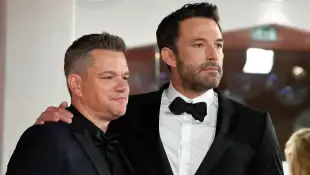 American actors Matt Damon, Ben Affleck at the 78 Venice International Film Festival 2021. The last duel red carpet. Ven