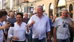 June 24, 2022, Krakow, Poland: The Grand Tour stars, Jeremy Clarkson, Richard Hammond and James May, visit Cracow, Polan