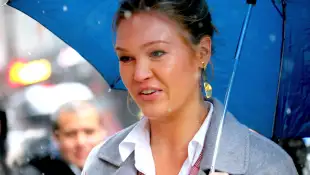 The Hustlers Cast in New York Actress Julia Stiles is arriving at a Q&A for her new movie The Hustlers in Midtown, New Y