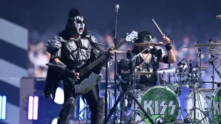 AFL GRAND FINAL, Gene Simmons of US rock group Kiss performs during the pre match entertainment ahead of the AFL Grand F