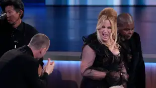 Syndication: USA TODAY Jennifer Coolidge walks to the stage to accept the award for outstanding supporting actress in a