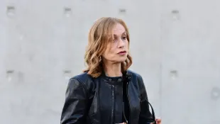 People At The Remake Of The Light Factories In Lyon Isabelle Huppert attends the remake of the light factories in Lyon,
