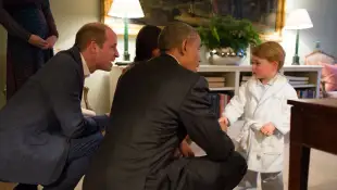 President Barack Obama with Prince William and Prince George