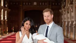 Prince Harry and Duchess Meghan with their baby son Archie