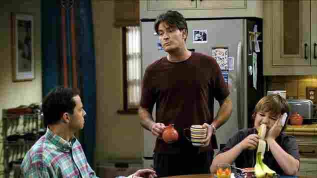 Two and a Half Men cast Jon Cryer, Charlie Sheen and Angus T. Jones.