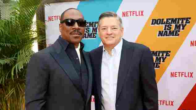 Eddie Murphy and Ted Sarandos at the Dolemite Is My Name premiere in 2019.
