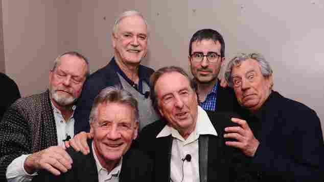 Terry Gilliam, Michael Palin, John Cleese, Eric Idle, John Oliver, and Terry Jones in 2015