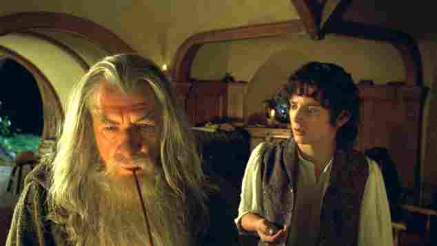 Ian McKellen and Elijah Wood in 'The Fellowship of the Ring'.