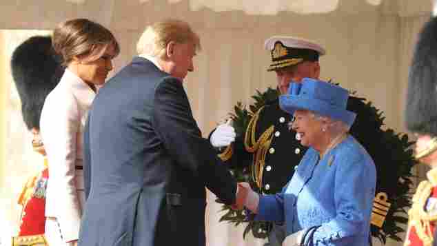 The Queen greets the President of the United States, Donald Trump and First Lady, Melania Trump at Windsor Castle