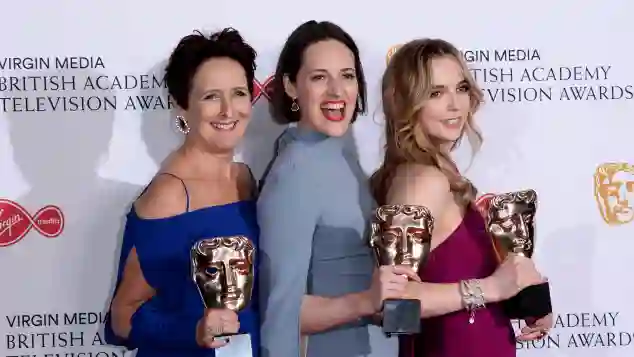 Fiona Shaw, Phoebe Waller-Bridge, and Jodie Comer with 2019 BAFTA wins.