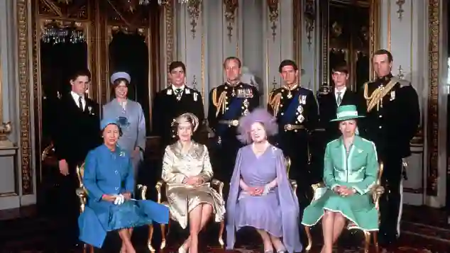 Members of the British Royal Family on the occasion of Queen Mother´s 80th birthday