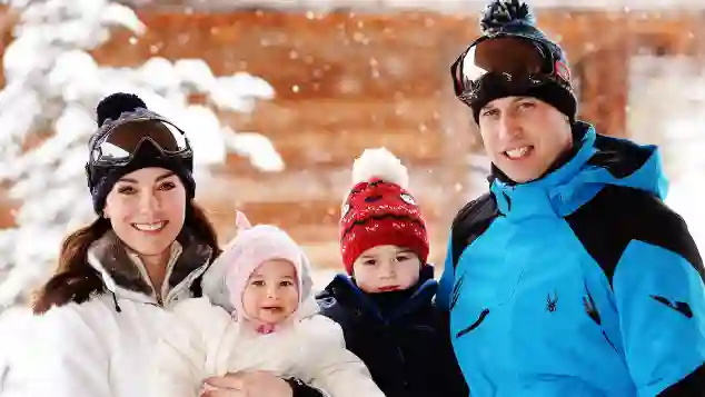 Duchess Kate, Princess Charlotte, Prince George and Prince William on a skiing holiday in 2016