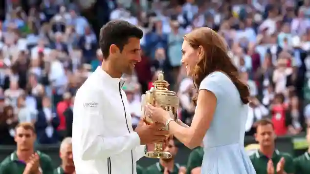 Duchess Catherine and Novak Djokovic at the 2019 Wimbledon Championships