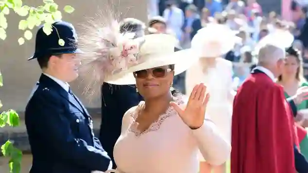 Oprah Winfrey enters the St George's Chapel at Windsor Castle for Prince Harry and Meghan Markle's wedding in May of 2018.