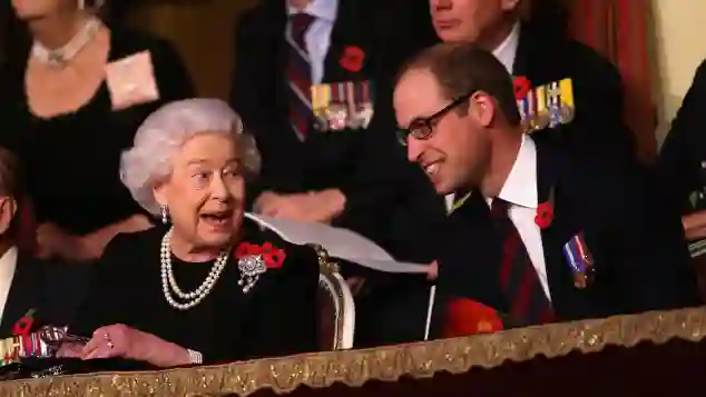 Queen Elizabeth and Prince William  in the Royal Box at the Royal Albert Hall