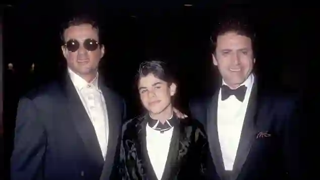 Sylvester Stallone, Sage, Stallone and Frank Stallone at a benefit in 1991.